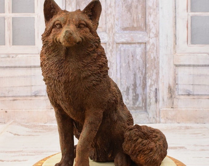 Large Amazing Cast Iron Realistic Fox - Garden Figurine Fox - Statue Rustical Fox - Exclusive Gift for Garden