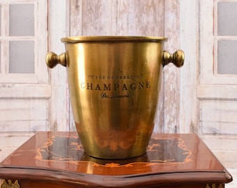 Brass Wine Bottle Cooler - Cuvee De Prestige Champagne Ice Container - Bucket Brass - Home Decor - Housewarming Gift