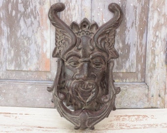 Cast Iron Devil Door Knocker - Halloween Monster Statue Decor