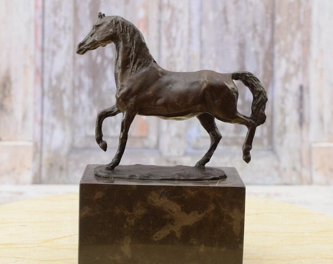 Bronze Statue Horse on Marble Base - Horse Sculpture - Exclusive Gift - Foundry Mark - Home Decor - Elegant Gift Idea