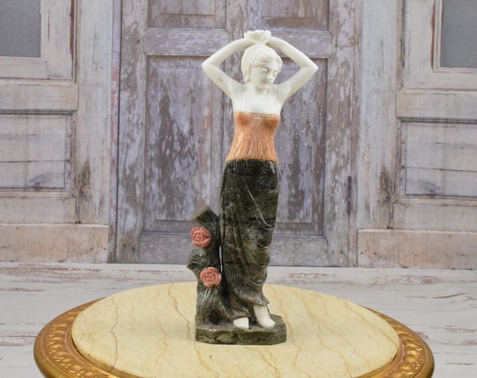 Amazing Marble Woman Greek Mythology - Camellia Lady Marble Pedestal - French Sculpture - Marble Art Deco - Exclusive Gift Idea