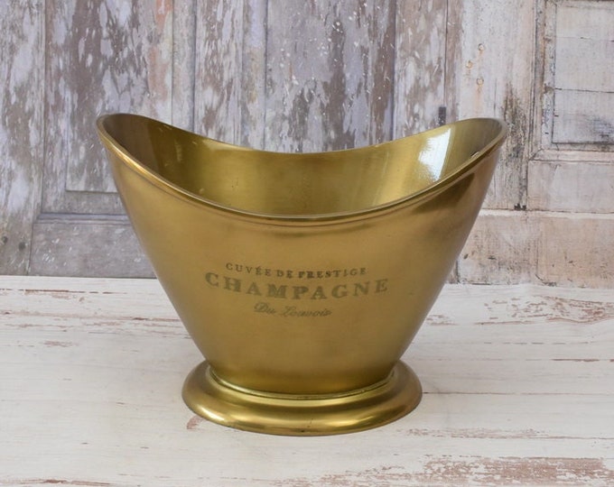 Wine Bottle Cooler - Champagne Ice Container - Bucket Aluminium Brass - Hoursewarming Gift - Home Decor - Kitchen Decor - Vintage Gift