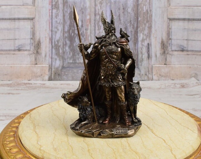 Handcrafted Odin with Dogs - Nordic God - God of War and Warriors - Statue Art Work Odin - Home Decoration - Handmade Gift