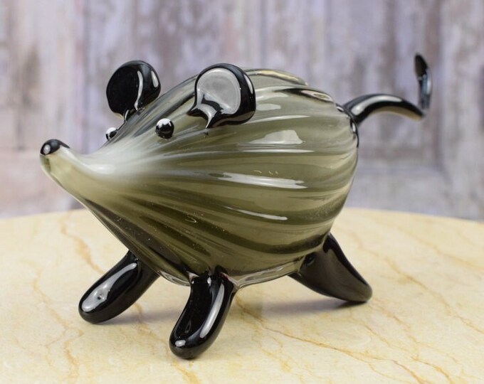 Funny Grey Mouse Murano Style - Mouse Murano Statue - Venetian Glass - Home Decor - Figurine Glass - Art Work Statue  - Venetian Gift