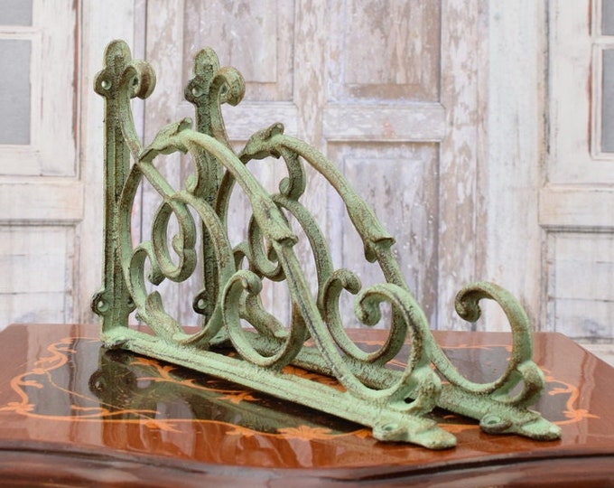 Decorative Hooks for Wall Ledges - Pair Cast Iron Shelf Brackets - Rustic Home and Garden Decor - Solid and Stable - Wall Bookshelf Support