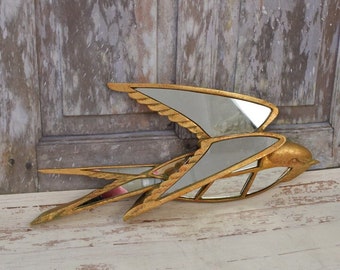 Gold Art Deco Bird Mirror: Elegant Wall Decor