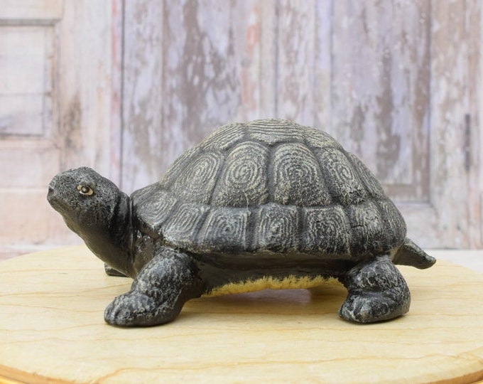 Green Turtle Figurine - Garden and Home Decor - Cast Iron Sculpture - Elegant Gift Idea - Outdoor Statue with Patina - Garden Decoration