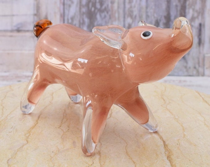 Funny Pink Pig Murano Style - Pig Murano Statue - Venetian Glass - Home Decor - Figurine Glass - Art Work Statue  - Venetian Gift