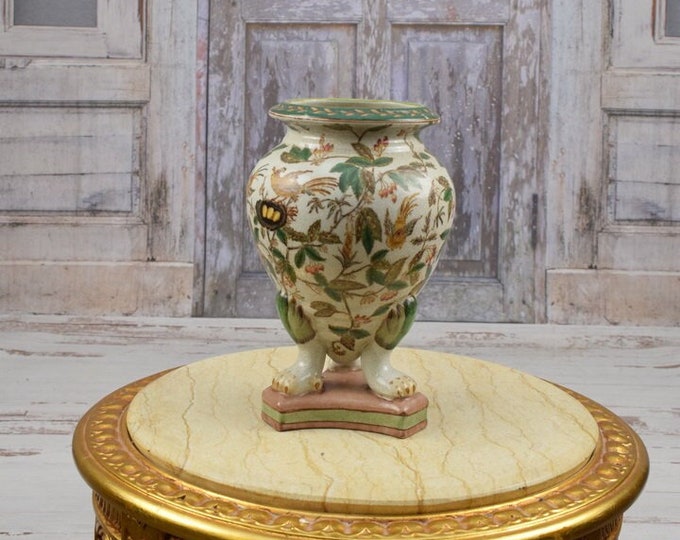 Very Rare! Porcelain Vase with Flowers Design - Flower Pot Porcelain - White and Brown Flower Pot Home Decor - Dinner Decor Gift for Wedding
