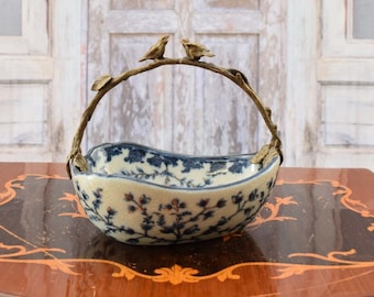 ブロンズ製の鳥の飾りが付いた磁器のボウル - プラトー・デコ - Etsy 日本