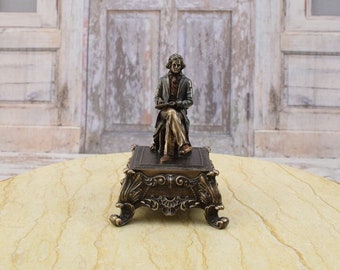 Beethoven Music Box Figurine: German Pianist Statue, Musician Sculpture
