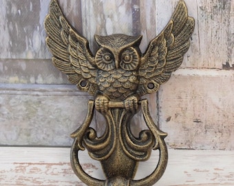 Cast Iron Door Knocker OWL - Art Nouveau Style - Door Decor - Home and Garden Decor - Vintage Knocker Animal - Fantastic gift
