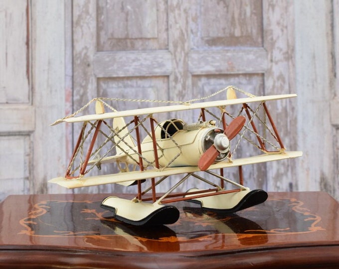 Vintage Airplane Water Old Metal Model - Airplane Vintage Toy - Home and Office Decor - Vintage White Airplane
