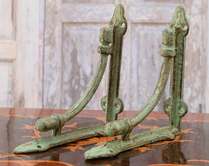 Decorative Hooks for Wall Ledges - Pair Cast Iron Shelf Brackets - Rustic Home and Garden Decor - Solid and Stable - Wall Bookshelf Support