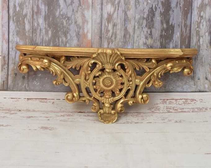Gold Wall Console - Shelf Vintage Style - Shelf Gold Hanging - Wall Console Art Work - Wall Decor - Home Decor - Gift for Housewarming