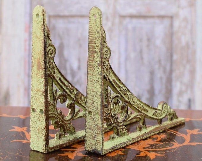 Decorative Hooks for Wall Ledges - Pair Cast Iron Shelf Brackets - Rustic Home and Garden Decor - Solid and Stable - Wall Bookshelf Support