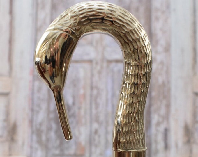 Swan Walking Stick - Wooden and Aluminum Cane - Walking Stick Gift for Grandfather - Wooden Art Work Cane - Amazing Gift