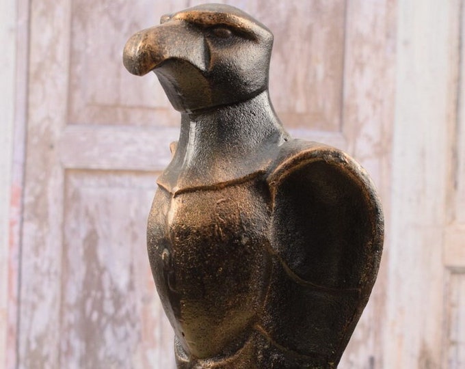German Eagle Cast Iron Sculpture - Eagle Figurine on Wooden Base - Vintage Statue - Elegant Home Decor - Art Work Statue