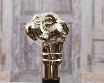 Aluminum Walking Stick - Cane Bulldog - Gift for Grandfather Father Aluminium - Cane Dog - Art Deco Style