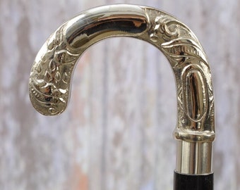 Elegant Wooden Walking Cane – Decorative Aluminum Handle, Classic Design