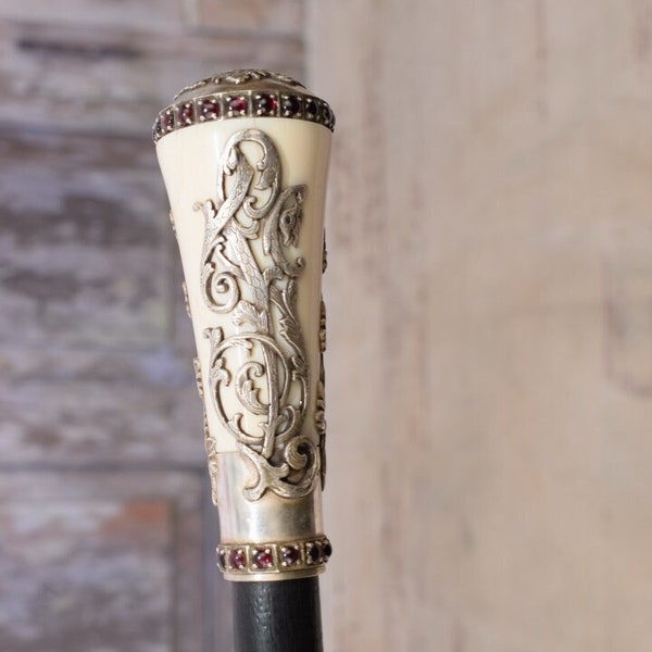 Manico Per Bastone Da Passeggio In Alpaca Color Argento Antico - Foto 5