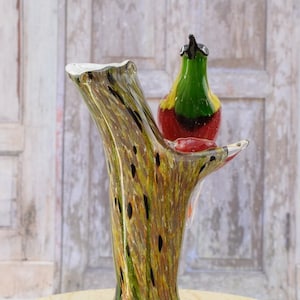 Murano Style Glass Vase: Green Monkey Figurine, Italian Decor