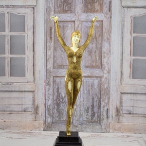 Vintage Bronze Figure Chiparus Art Deco Statue Lady on Bar