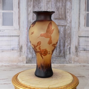 Limited Flower Vase - Glass Vase Dragonfly Design - Emile Galle Style - Solid and Heavy - Wedding Gift Idea - Home Decor