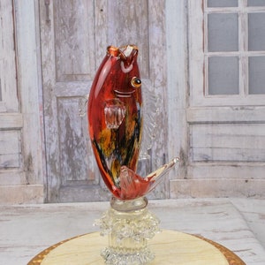Large Fish shaped Glass Vase - Handmade Venetian Glass Flower Pot - Statue Fish - Unique Figurine Home Decor - Vase Italian Glass