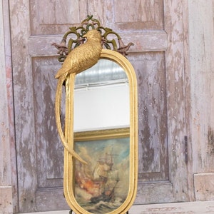 Increíble espejo ovalado - Espejo de cristal Goldene - Diseño de pájaro espejo - Estilo Art Déco - Idea de regalo elegante - Decoración del jardín del hogar - Obra de arte