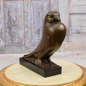 Elegant Art Deco Pigeon Bronze Sculpture on Marble Base - Peaceful Bird Statue - Vintage Statue - Home Decor - Gift Idea