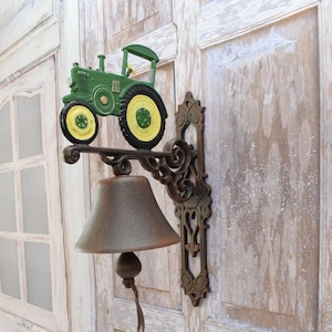 Decorative Door Bell Tractor - Green Tractor Bell - Unique Bell - Cast Iron Bell - Antique Home Decor - Wall Ring Bell Good Gift Idea