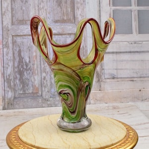 Unique Large Vase Murano Style Glass - Handcrafted Flower Pot - Colorful Flower Pot - Massive and Heavy - Italian Luxury Glass - Home Decor