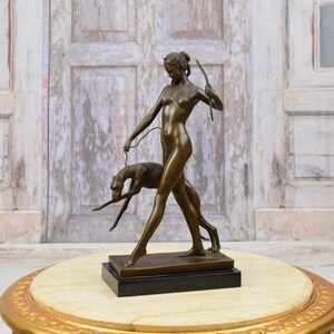 Diana with Greyhound Sculpture - Goddess Hunters with Dog - Bronze Statue Diana - Figure Mythology - Mature Content - Home Decor