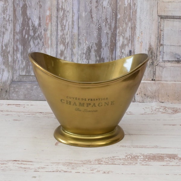 Wine Bottle Cooler - Champagne Ice Container - Bucket Aluminium Brass - Hoursewarming Gift - Home Decor - Kitchen Decor - Vintage Gift