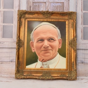 Portrait à l&#39;huile de saint Jean-Paul II - peinture sur toile - décoration d&#39;intérieur - décoration murale - peinture d&#39;église - oeuvre d&#39;art du pape Jean-Paul II