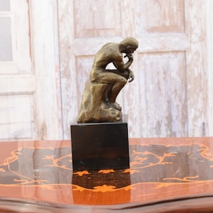 【オーギュスト・ロダン/A・Rodin】ブロンズ銅『考える人』置物 大理石台 オーギュスト・ロダン/A・Rodin】ブロンズ銅『考える人』置物 大理石台