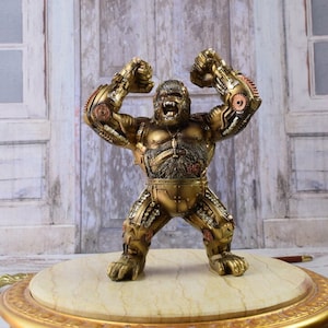 Steampunk Gorilla - Goldene Figur - Steampunk Roboter Gorilla Statue - Gute Geschenkidee - Wohnkultur - Erstaunliche Dekoration