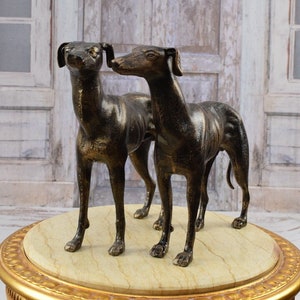 Cast Iron Pair Greyhounds - Dogs Statues - Hunting Figures - Very Realistic Dogs - Home and Garden Decor - Unique Gift - Dogs Sculptures