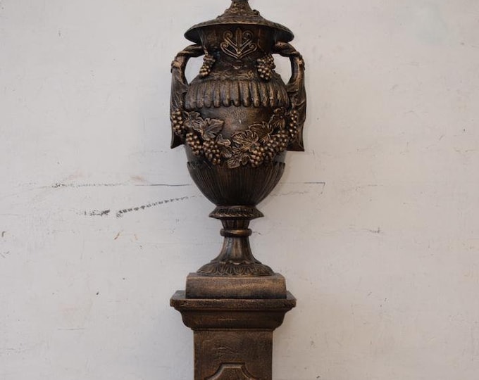 Monumental Cast Iron Amphora - Heavy and Solid Pedestal - Vintage Urn - Home Garden Decor - Amphora on Pedestal - Gift Idea