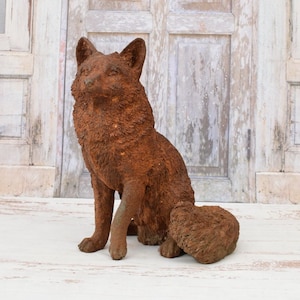 Large Amazing Cast Iron Realistic Fox - Garden Figurine Fox - Statue Rustical Fox - Exclusive Gift for Garden