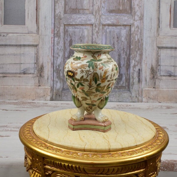 Very Rare! Porcelain Vase with Flowers Design - Flower Pot Porcelain - White and Brown Flower Pot Home Decor - Dinner Decor Gift for Wedding