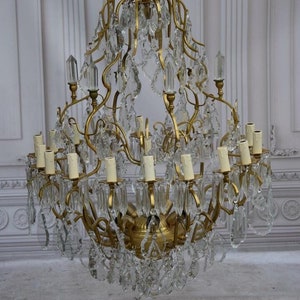 Antique Chandelier - Bronze Hanging Lamp - Cristal Bronze Effect - Ceiling Light - Home and Garden Decor Gift Idea - Old Lamp