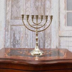 Aluminum Menorah - Travel Jewish Candlestick - Judaica Gift - Seven-branched Candelabrum - Silver Candle Holder for Seven Candles - Vintage