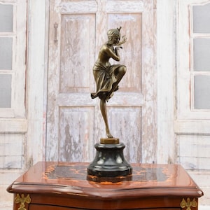 Hindu Dancer by D.H.Chiparus Art Deco Bronze on Marble Base - Dancer Statue - Dance Trophy - Dancing Woman - Home Decor
