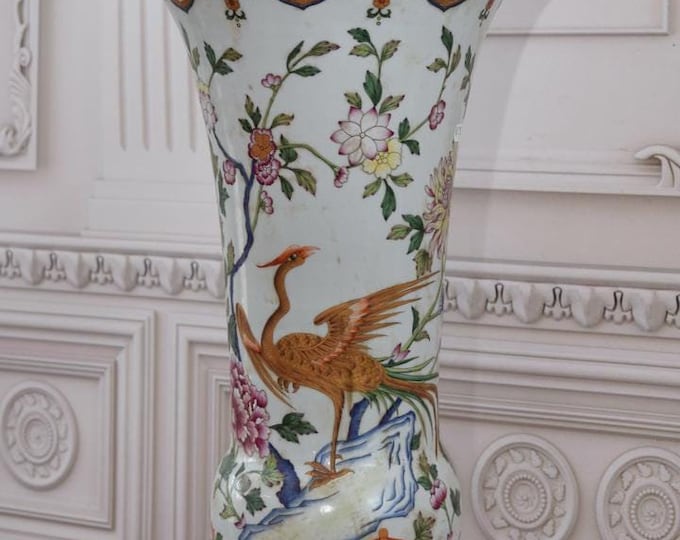 Very Rare Porcelain Vase with Flowers Design - Flower Pot Porcelain - Bird and Floral Design - Flower Pot Home Decor - Gift for Your Beloved
