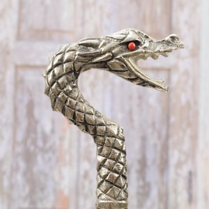 Walking Stick Dragon Figure - Dragon Cane - Silver and Black Walking Stick - Elegant Gift for Grandfather Father - Wedding Session