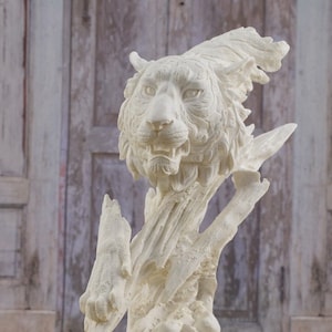 Tiger Head Statue - Resin Figurine - Tiger Art Sculpture - Lion Gift Idea - Home Decor - Unique Statue