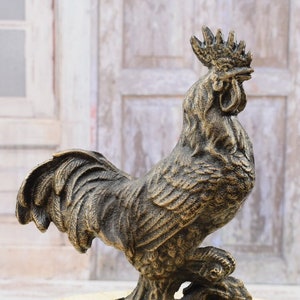 Grazioso Gallo in ghisa - Scultura agricola - Statua Premium - Regalo elegante per l&#39;agricoltore - Arredamento per la casa e il giardino - Figurina vintage