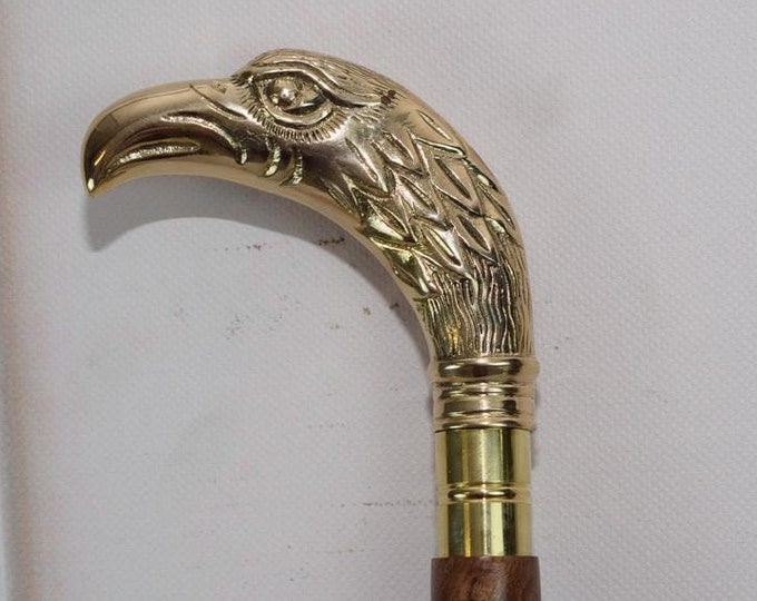 Eagle Walking Stick - Solid Brass Cane Head Eagle - Elegant Gift for Grandfather - Eagle Handle - Good Idea Gift
